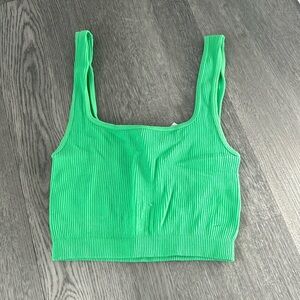 Zara Green Ribbed Stretchy Crop Tank Top Size XS